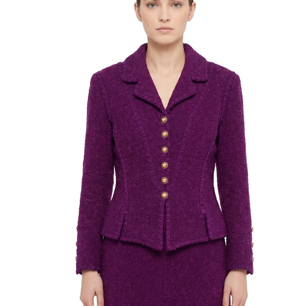 RARE Vintage Chanel Boutique Purple‎ Bouclé Wool Jacket – FW 1993 Circa